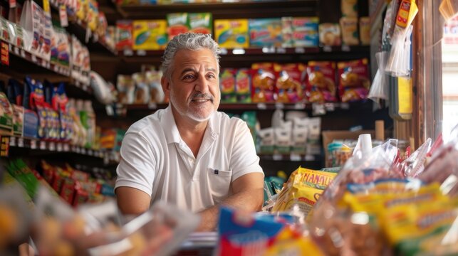 The Shopkeeper in Grocery Store