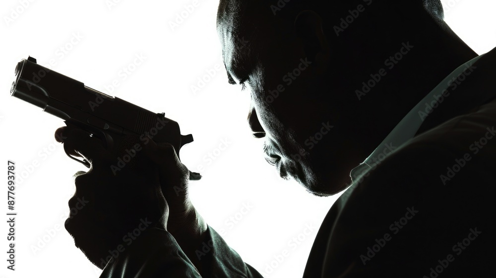 Poster A man holds a gun, suitable for various scenes and contexts