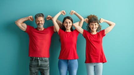 Fototapeta premium The family flexing muscles.