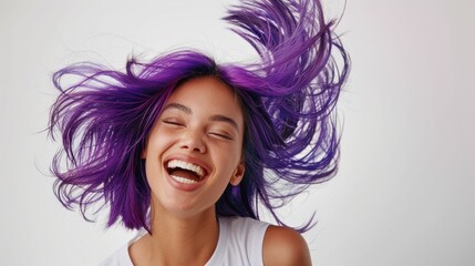 The woman with purple hair