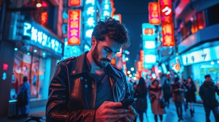 The man in neon city