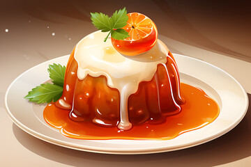 Orange, white, and brown dessert with a creamy topping, perfect for a sweet and delicious holiday treat. 