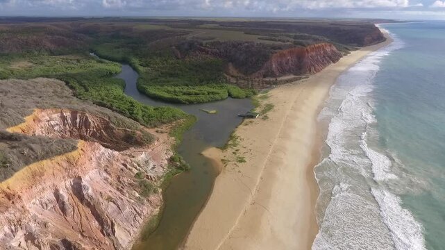 Aerial view of Lagoa Azeda Beach - Jequi&aacute; da Praia, Alagoas, Brazil