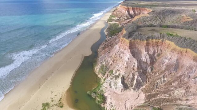 Aerial view of Lagoa Azeda Beach - Jequi&aacute; da Praia, Alagoas, Brazil