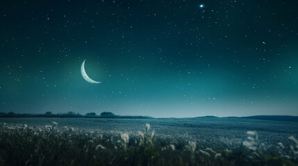 Naklejka premium night sky with moon