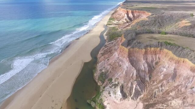 Aerial view of Lagoa Azeda Beach - Jequi&aacute; da Praia, Alagoas, Brazil