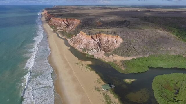 Aerial view of Lagoa Azeda Beach - Jequi&aacute; da Praia, Alagoas, Brazil