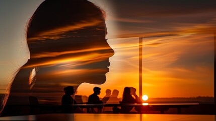 Double exposure of a teacher passionately teaching students in a dynamic classroom setting