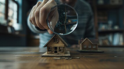Fototapeta premium The hand with magnifying glass.