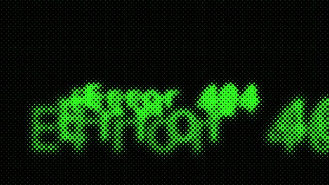 Error 404 message animation with glitches and distortion effects