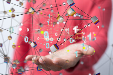 Connecting lines and dots.Big data visualization