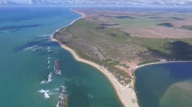 Aeral view of Gunga Beach - Roteiro, Alagoas, Brazil
