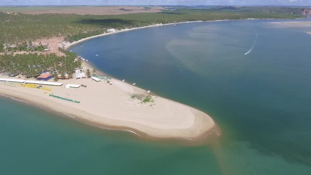 Aeral view of Gunga Beach - Roteiro, Alagoas, Brazil