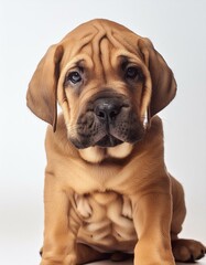 Obraz premium Mastiff on a white background; the puppy is three months