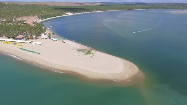 Aeral view of Gunga Beach - Roteiro, Alagoas, Brazil