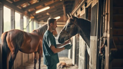 The veterinarian with horse