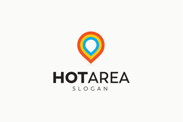 Hot area fire pin map indication logo design vector reality free image editable template 