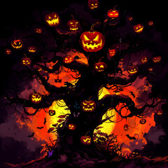 halloween background with pumpkins