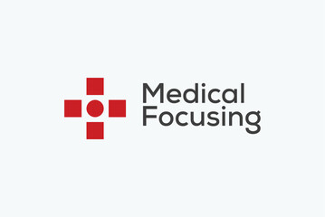 Focusing medical health plus hospital logo design vector reality free image editable template 