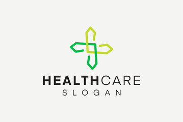 Health care green plus logo design vector reality free image editable template 