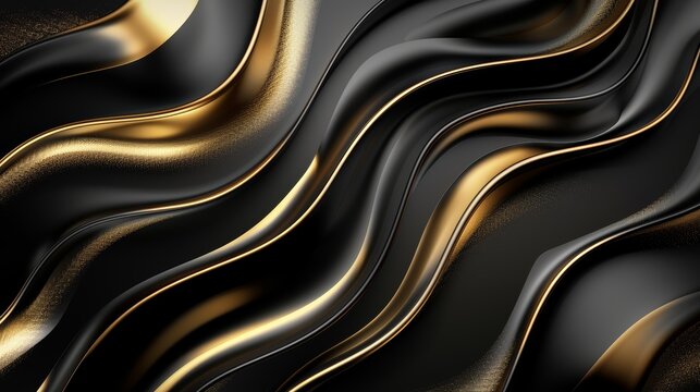 Contemporary black and gold abstract background with dynamic shapes and patterns