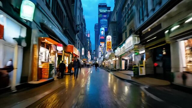 TL Racing through business lined street in Tokyo.