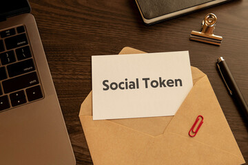 There is word card with the word Social Token. It is as an eye-catching image.
