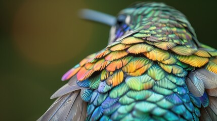 Close-up of a hummingbird's iridescent feathers