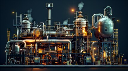 An industrial facility with advanced equipment for the production of gas and oil