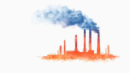 A vibrant watercolor depiction of industrial growth