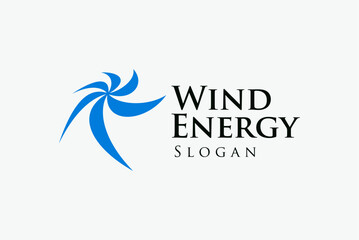 Wind energy power technology logo design vector image editable