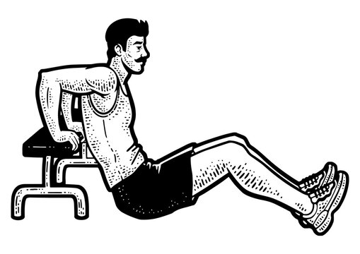 recommend clip art: Man doing push up sports exercise calisthenics fitness sketch engraving PNG illustration. T-shirt apparel print design. Scratch board imitation. Black and white hand drawn image.