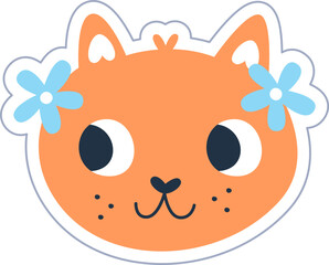 Cat With Flowers Sticker