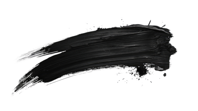 Black brush stroke on transparent background
