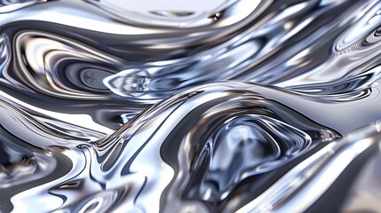 This image captures smooth metallic waves with high-gloss reflections, showcasing a blend of elegant curves and bright highlights that convey a sleek modern aesthetic.