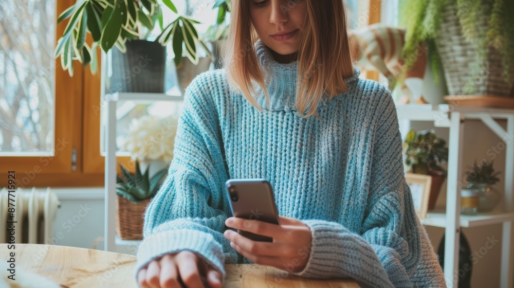 Canvas Prints The woman with smartphone