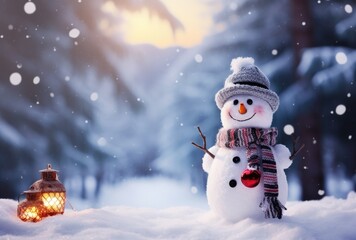 Happy Snowman in Winter Wonderland.