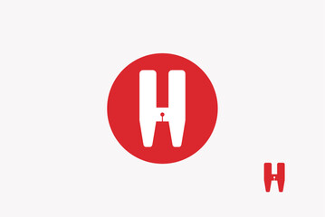 Letter h swing machine pedal stitching  logo design vector image editable