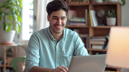 Obraz premium The man with laptop