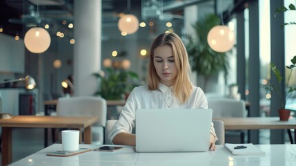 Fototapeta premium A woman working in office