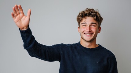 Naklejka premium The man waving hand