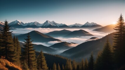 Obraz premium Abstract wallpaper background forest trees mountains