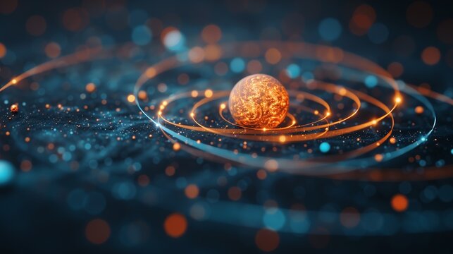 Field theory frameworks describing fundamental forces like electromagnetism and gravity, pivotal in theoretical physics and particle interactions. Background Illustration, Bright color tones, ,
