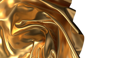 Glamourous Ripples: Abstract 3D Gold Cloth Illustration with Mesmerizing Waves