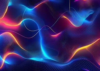 Naklejka premium Abstract Neon Wave Background