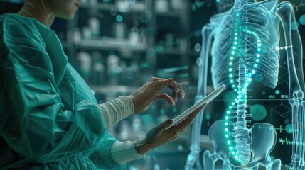 The doctor using digital tablet