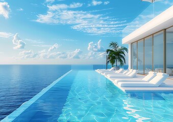 Fototapeta premium Luxury Infinity Pool with Ocean View