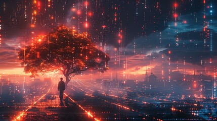 Quantum internet aims to create a global network of quantum computers enhancing secure communication and collaborative computing across vast distances Background Illustration, Bright color tones, ,