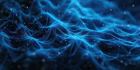 Obraz premium Abstract Blue Waves and Particles