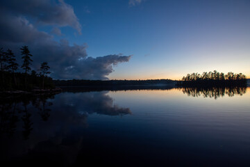 Sunset over a lake in a Provincial Park in Ontario, Canada.